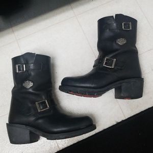 Buckles Davidson Black Leather Boots Zipper Harley dCBxero
